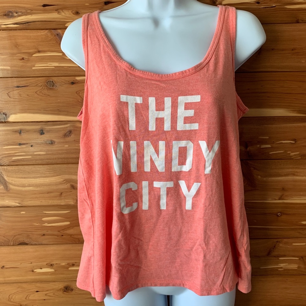 Old Navy Womens Chicago The Windy City Pink Tank Top Shirt Size Small